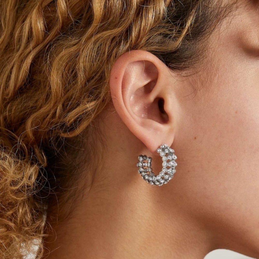 Oscar De La Renta caterpillar hoop earrings in crytsal
